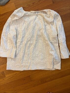 Women's Cream Jacquard Long-Sleeve Top
